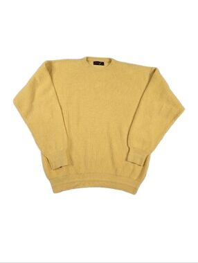 Brioni Wool Cashmere Sweater Mens XXL Butter Yellow Crewneck Ribbed Knit Luxury